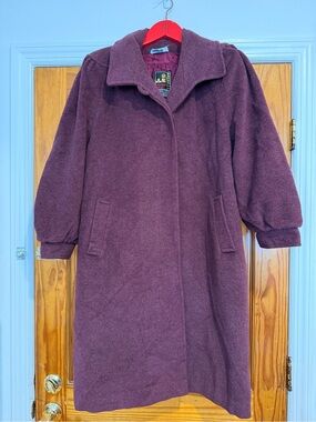 Vintage Women's Wool Coat - Burgundy